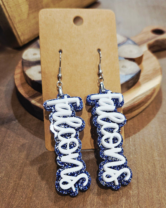 Falcons Acrylic Glitter Dangle Earrings