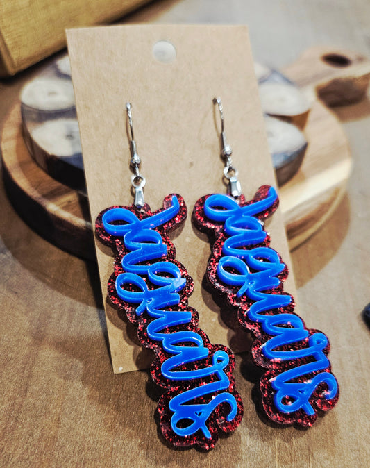 Jaguars Acrylic Glitter Dangle Earrings