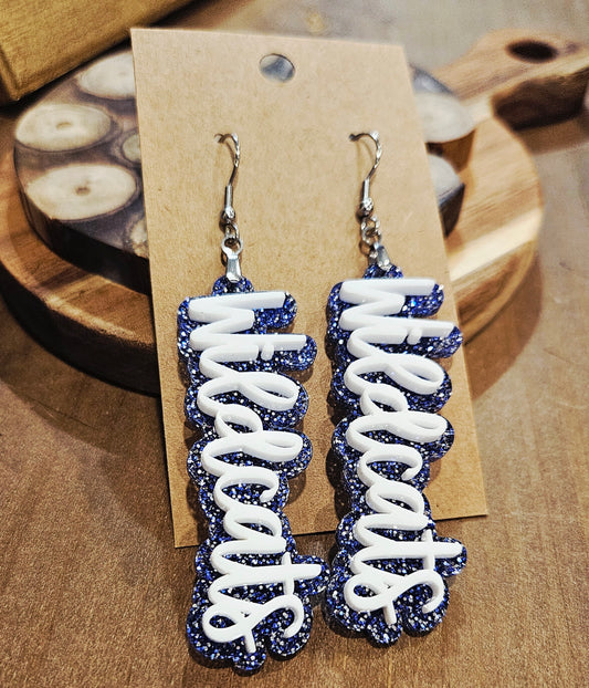 Wildcats Acrylic Glitter Dangle Earrings