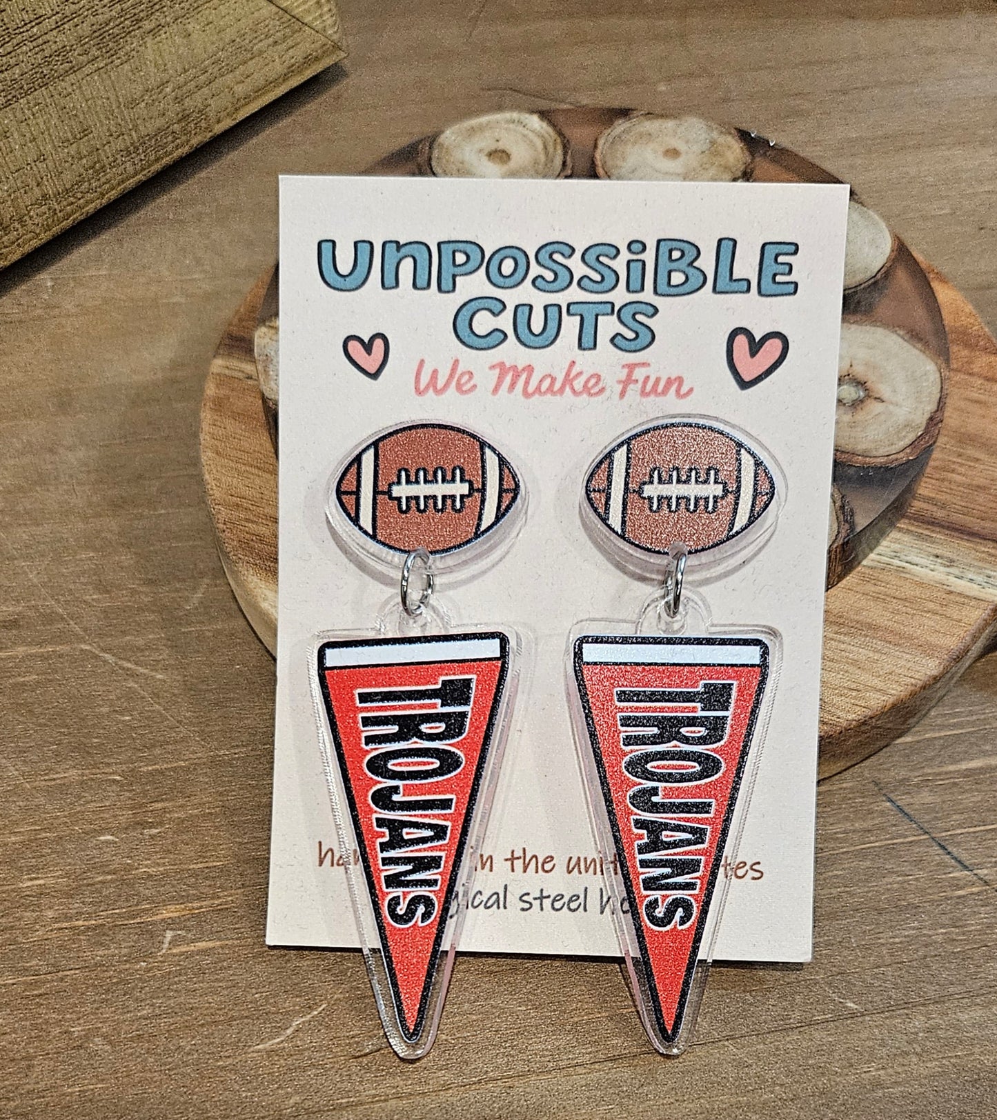 Trojans Football Dangle Earrings