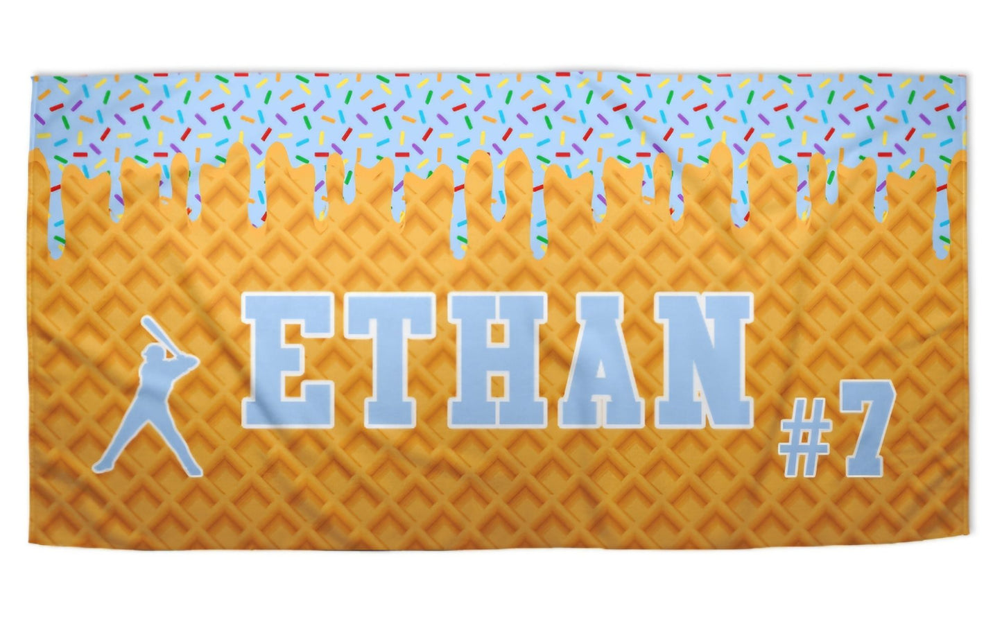 Baseball Ice Cream Drip Personalized Beach Towel