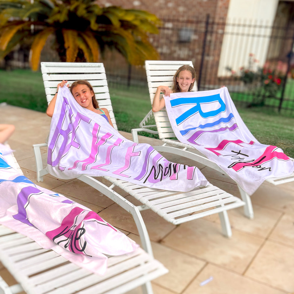 Combo - Toddler/Baby Name Beach Towel and 12oz Sippy