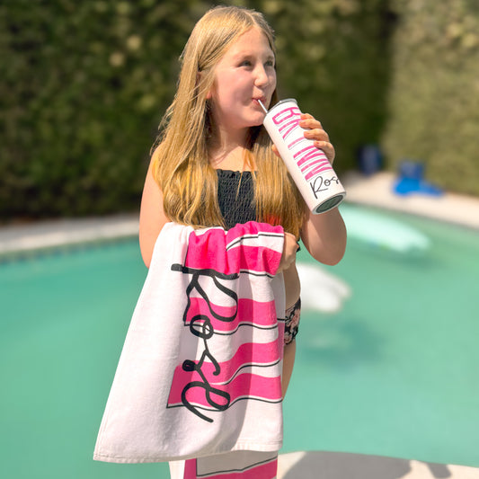 Combo - Kid/Adult Name Beach Towel and 20oz Tumbler