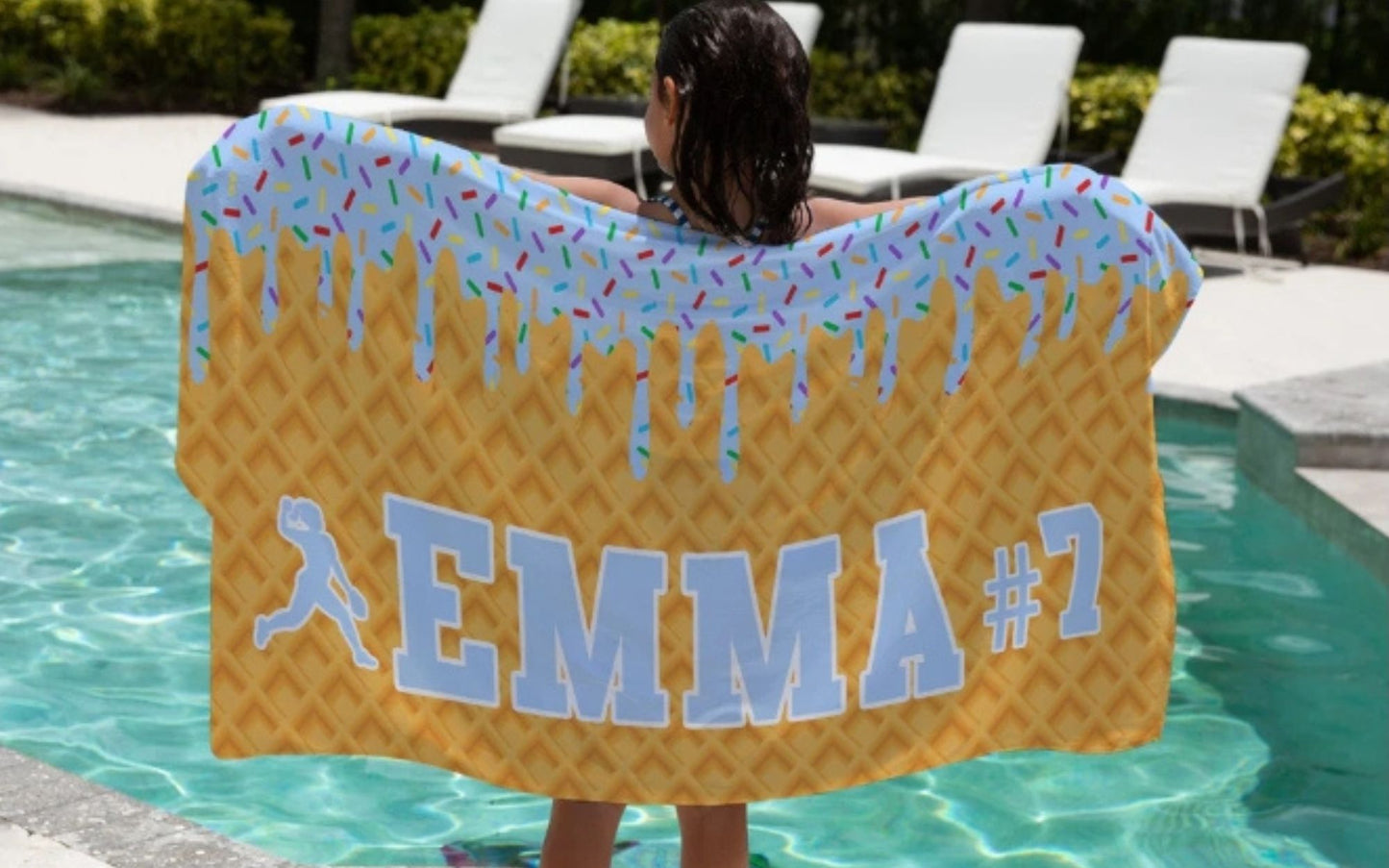Softball Ice Cream Drip Personalized Beach Towel