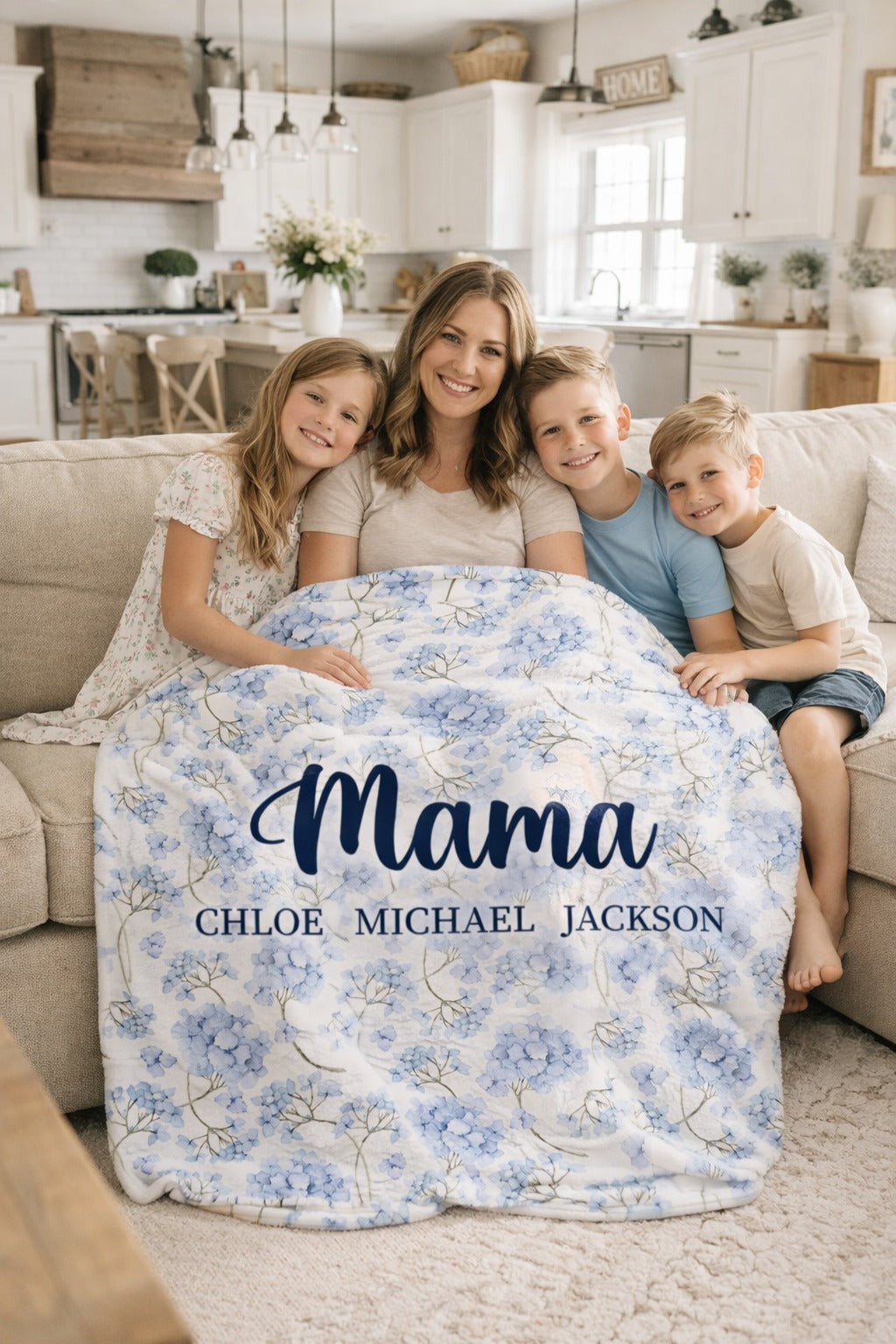 Blue Flower Family Blanket