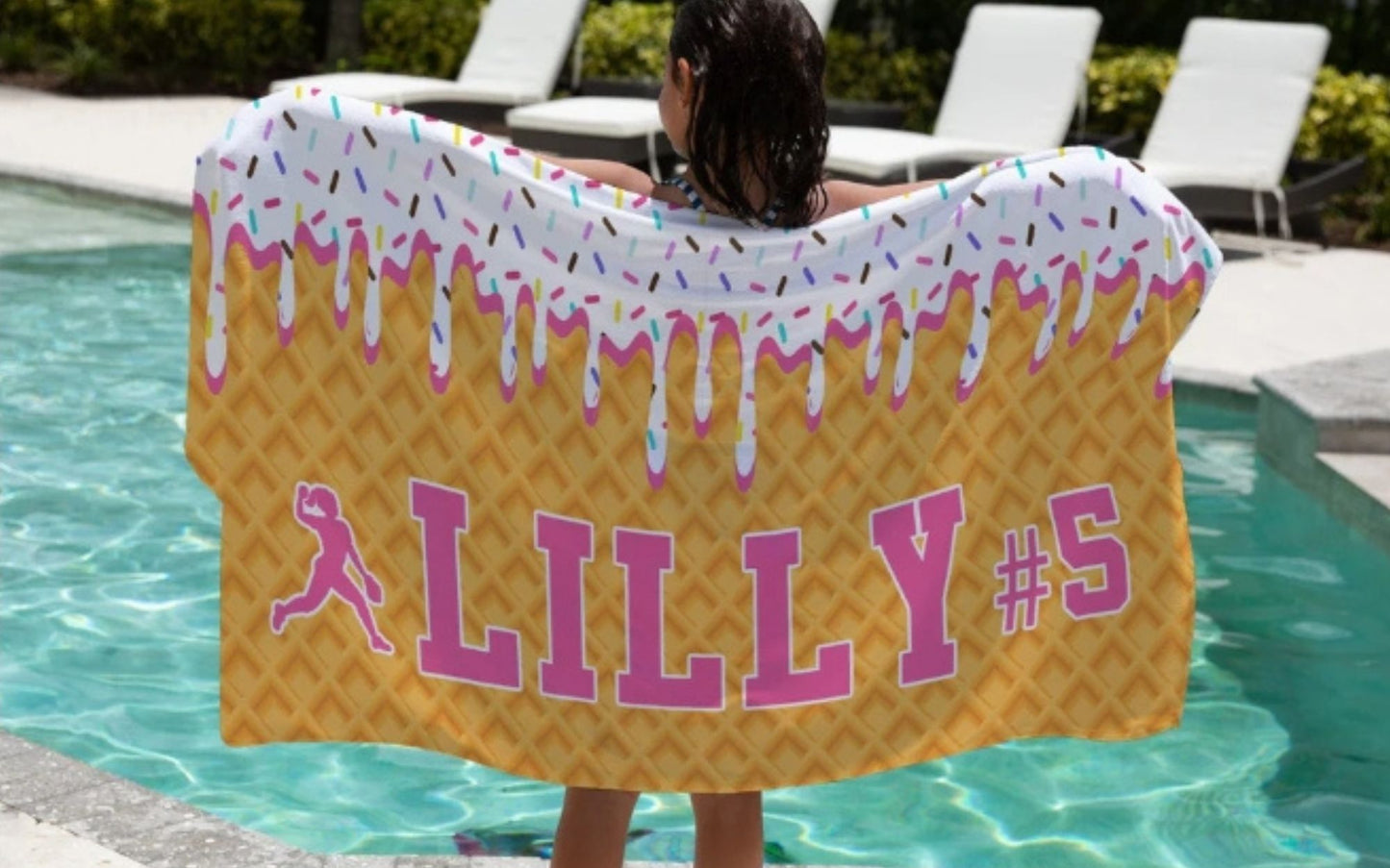 Softball Ice Cream Drip Personalized Beach Towel