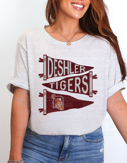 Deshler Tigers Pennant Mascot Tee