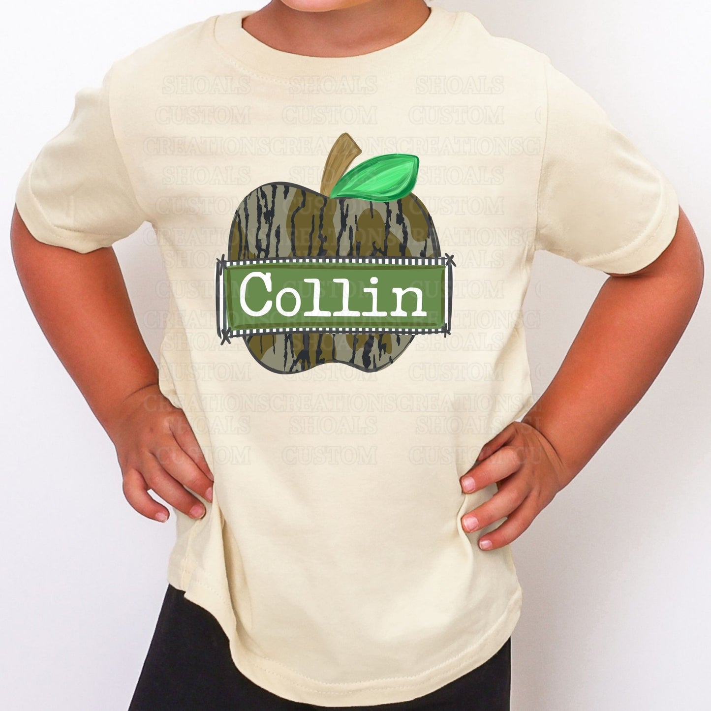 Boys Camo Apple Name Tee