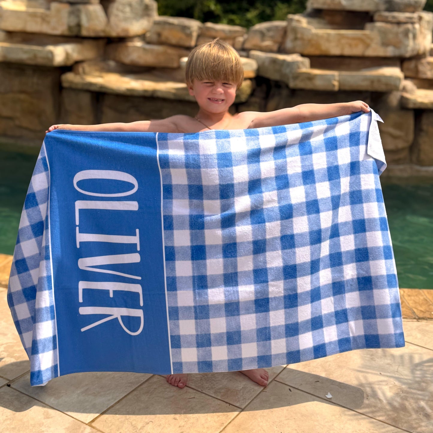 Gingham Towel For Boys
