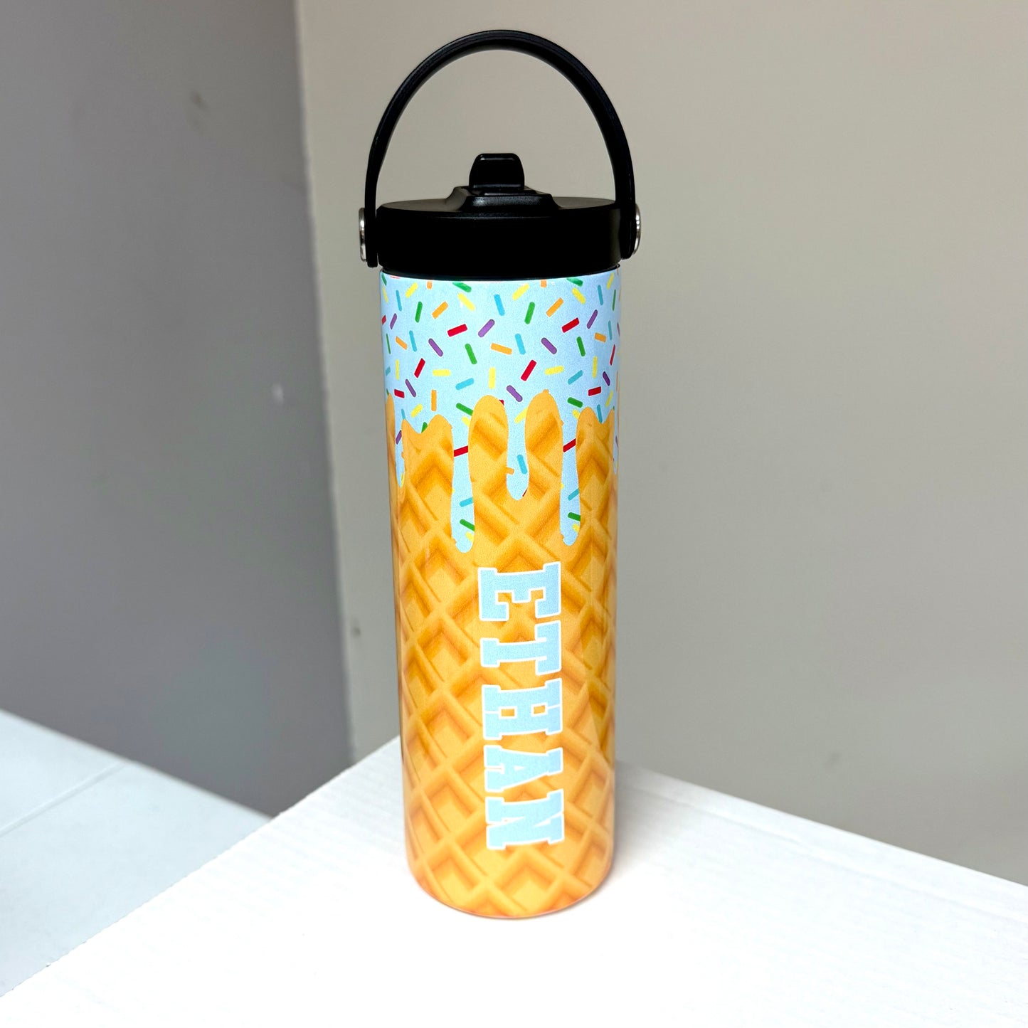 Ice Cream Drip Baseball Water Bottle