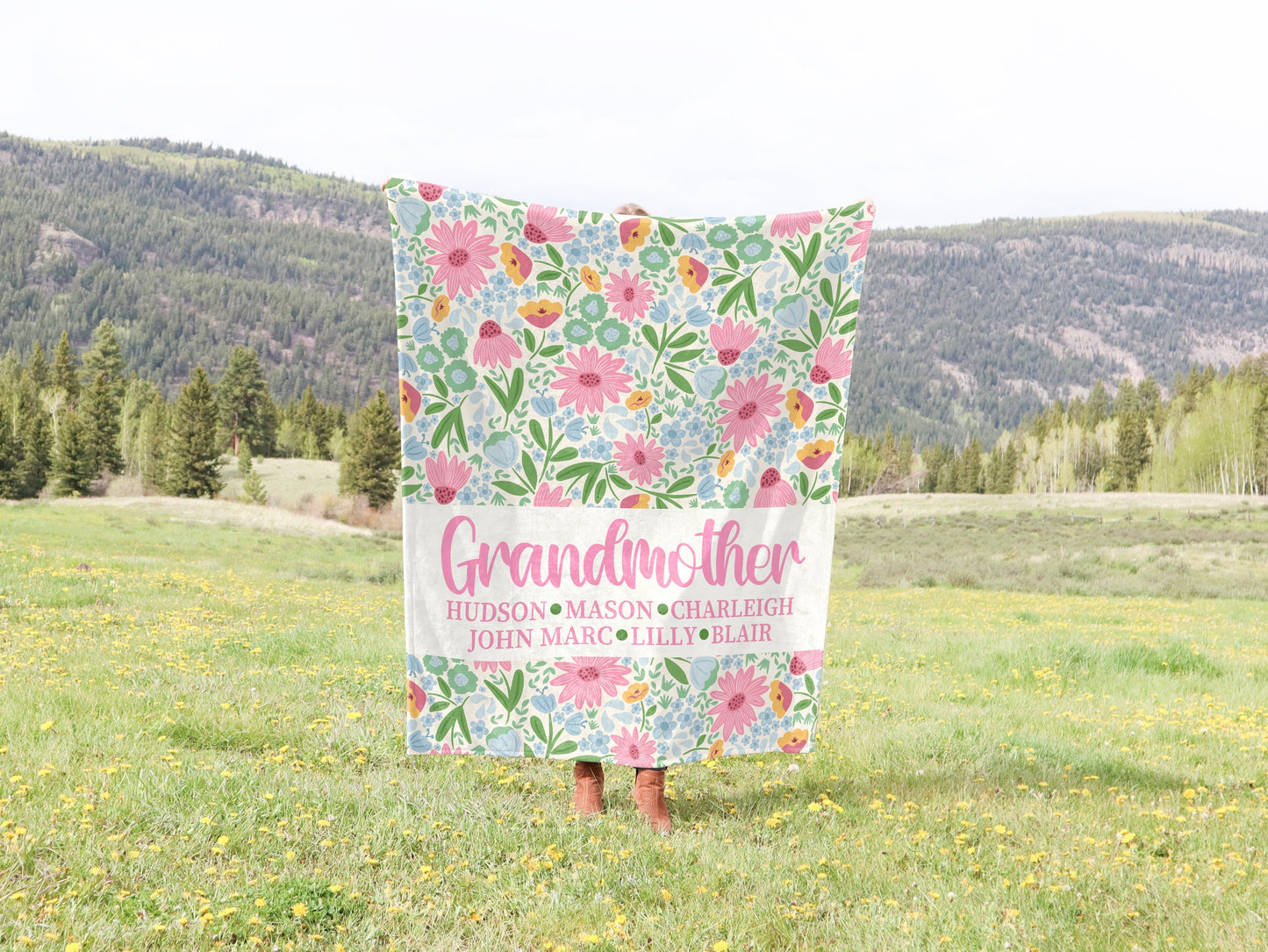 Custom Wild Flowers Family Blanket