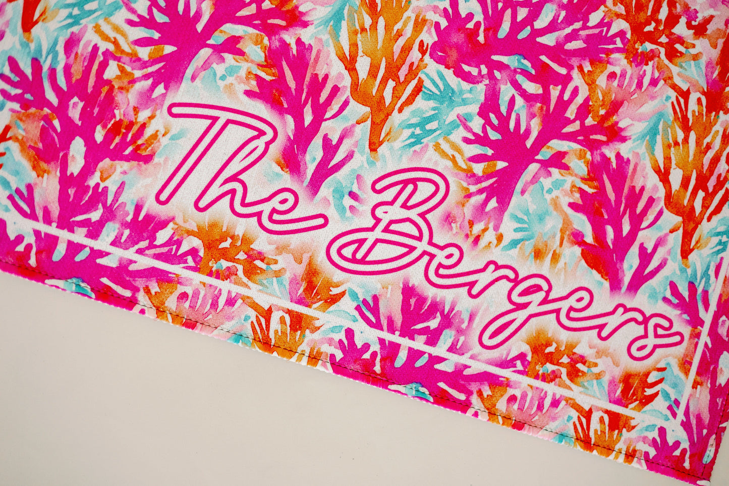 Personalized Pink Neon Coral Door Mat 2