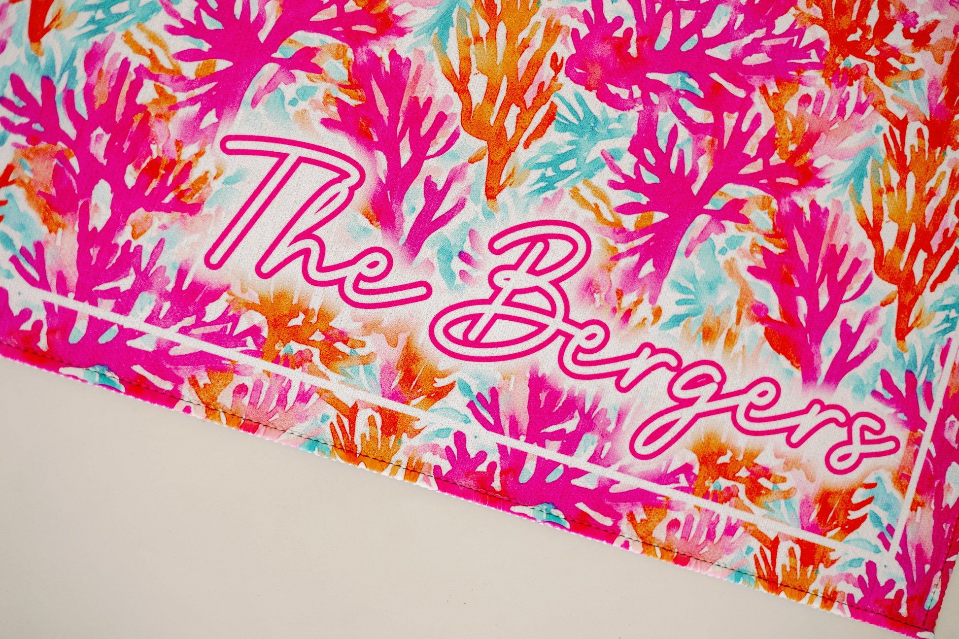 Personalized Pink Neon Coral Door Mat 2