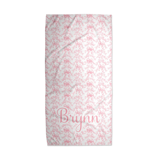 Pink Toile Bow Towel