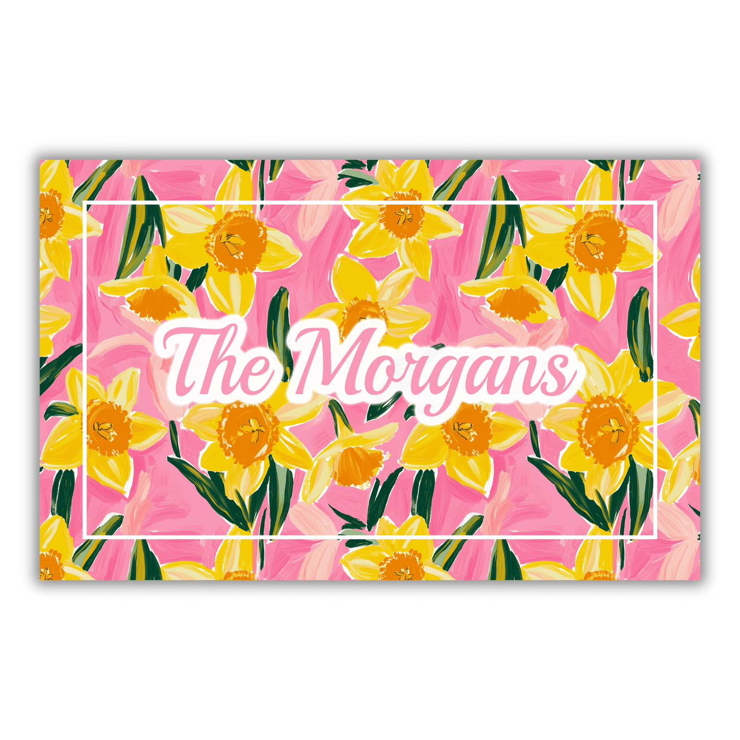 Pink and Yellow Floral Door Mat