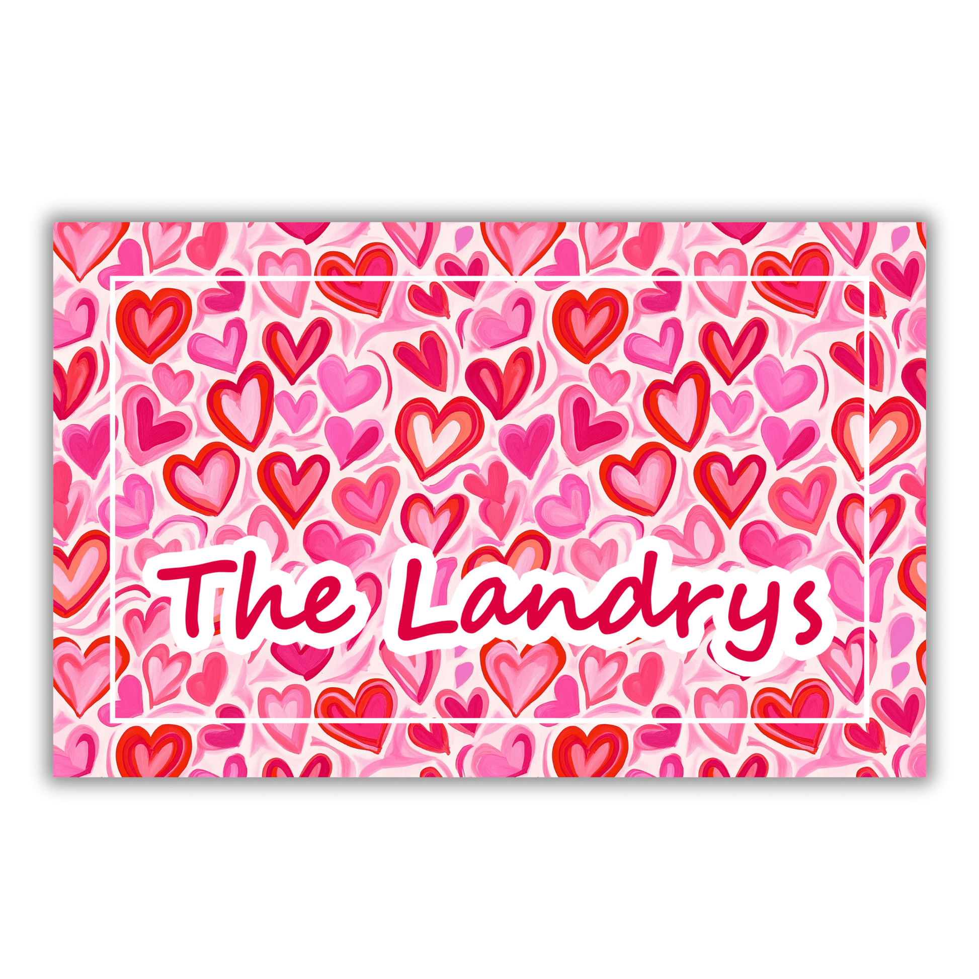 Red and Pink Hearts Personalized Valentines Day Door Mat
