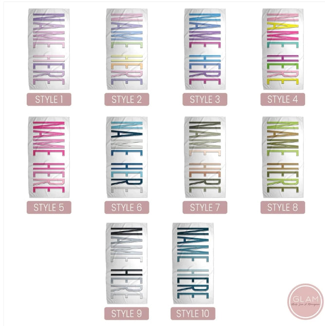 Combo - Kid/Adult Name Beach Towel and 20oz Tumbler