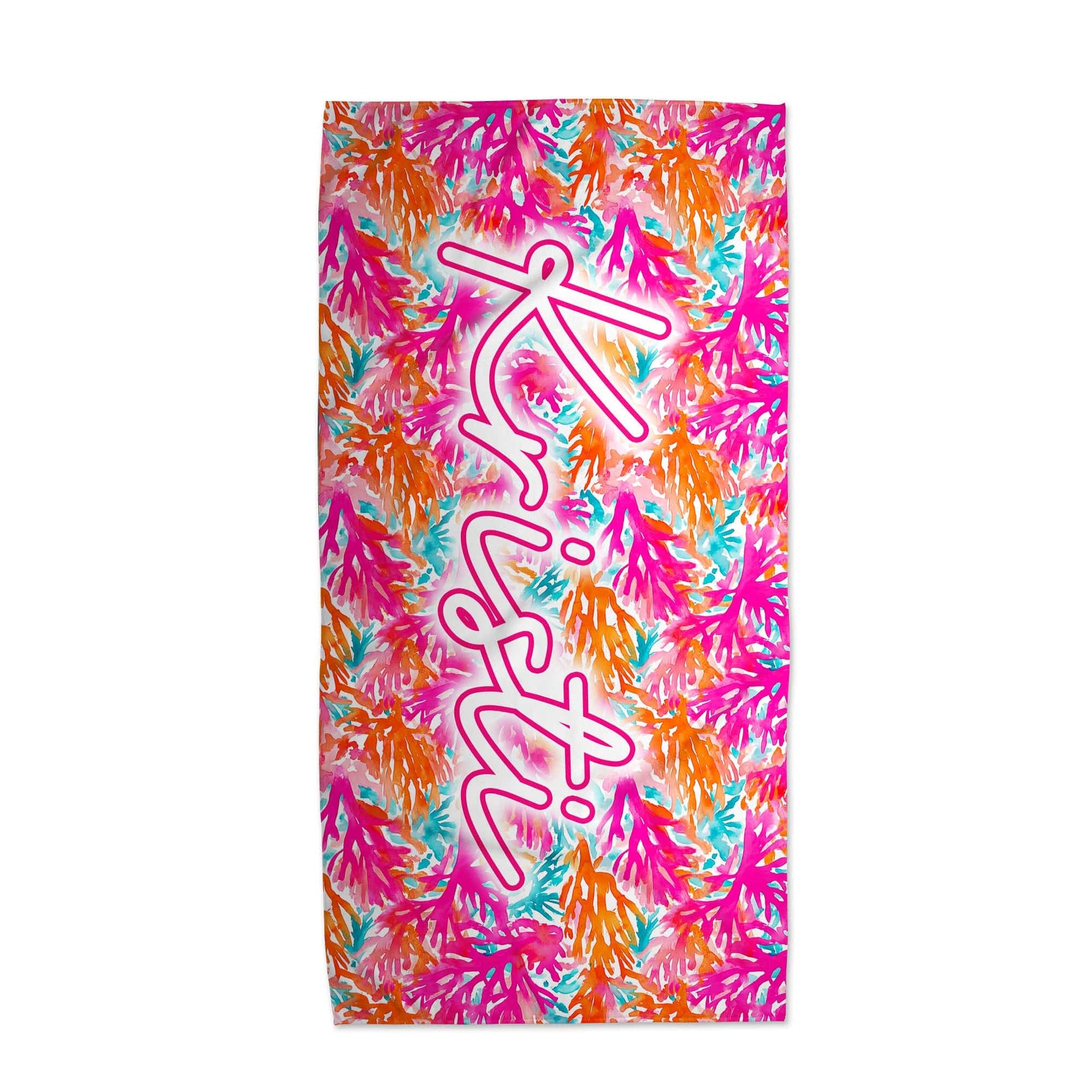 Neon Coral Personalized beach Towel
