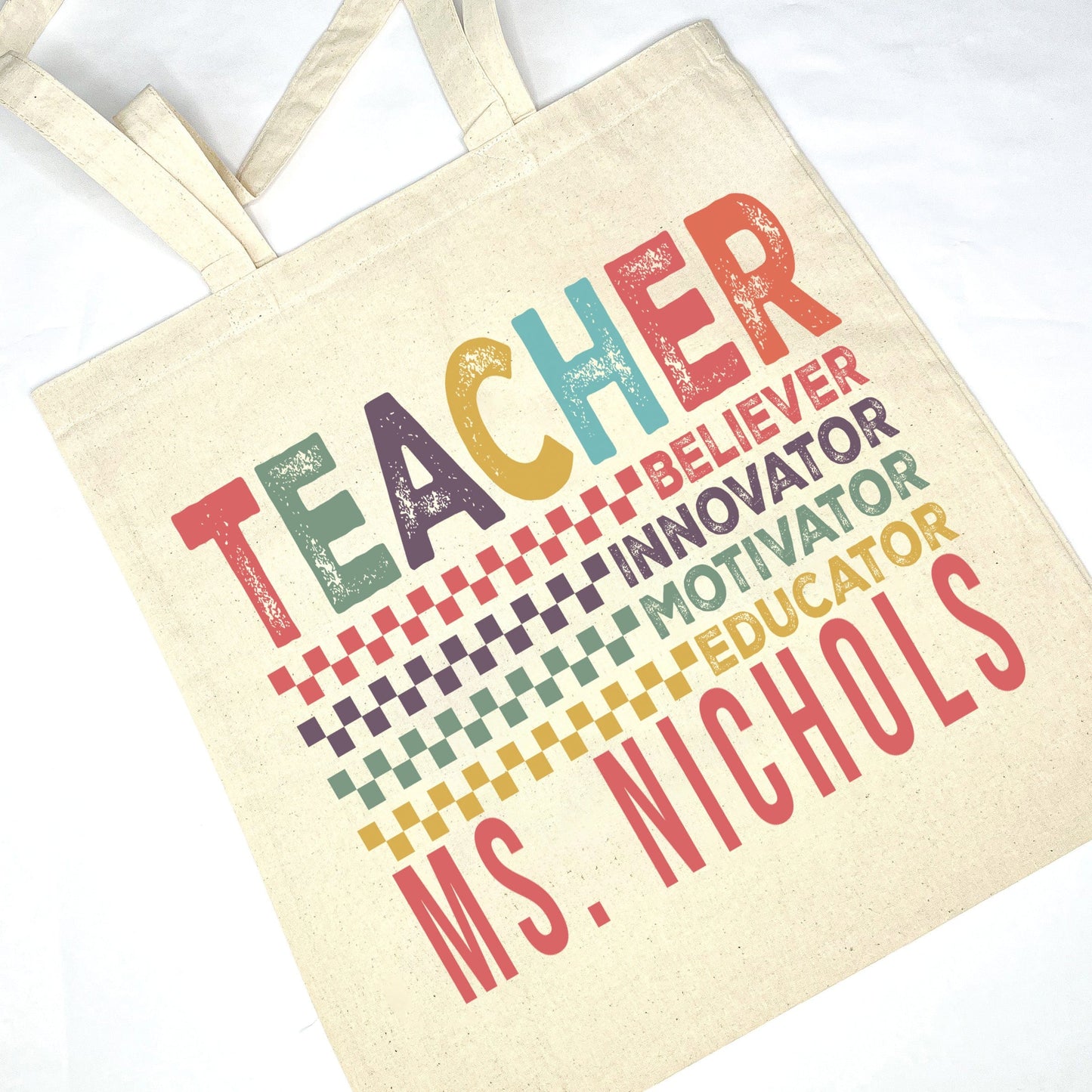 TEACHER. believer, innovator, motivator, educator Tote Bag