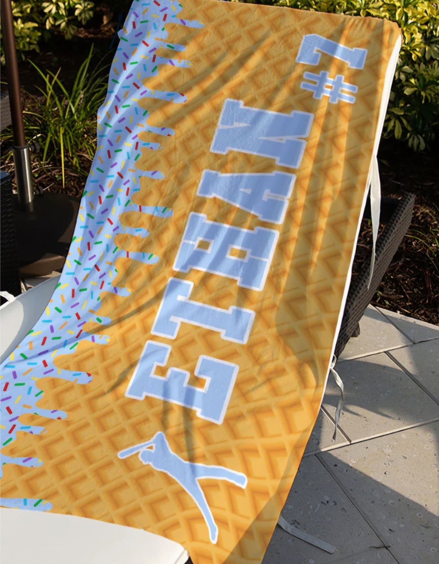 Baseball Ice Cream Drip Personalized Beach Towel