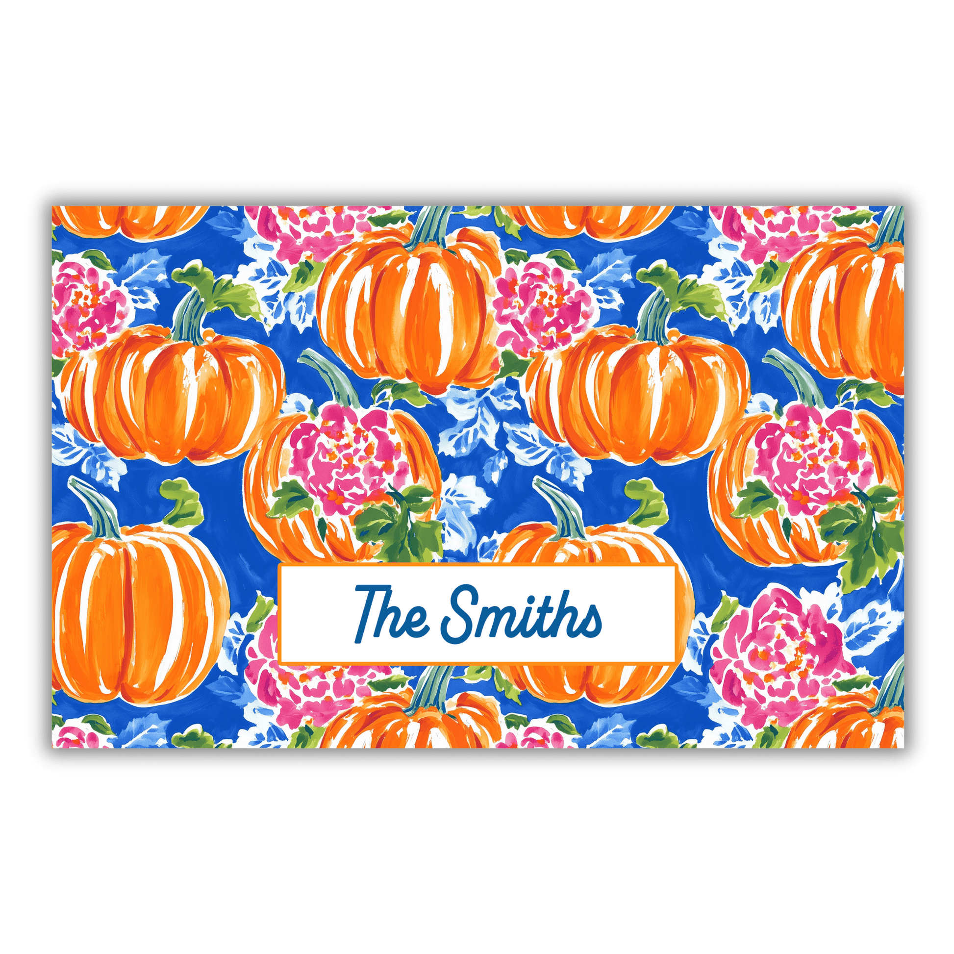 Bright Watercolor Pumpkin Personalized Door Mat