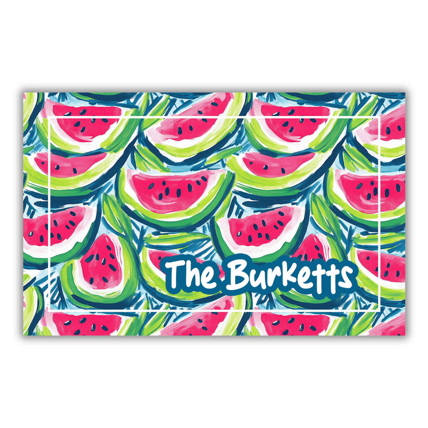 Watercolor Watermelon Personalized Door Mat