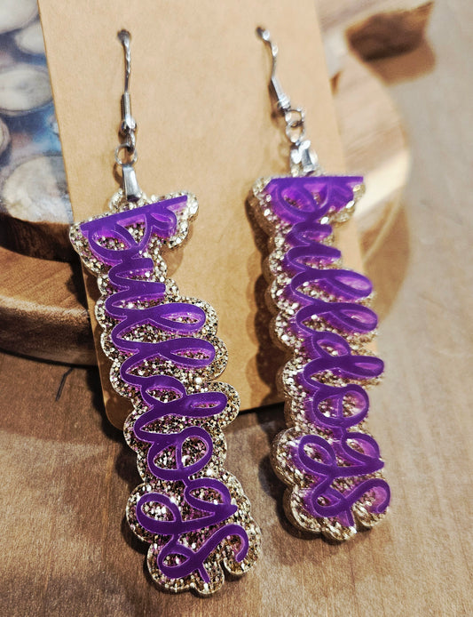 Bulldogs Acrylic Glitter Dangle Earrings