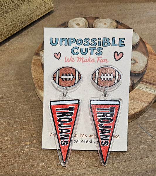 Trojans Football Dangle Earrings