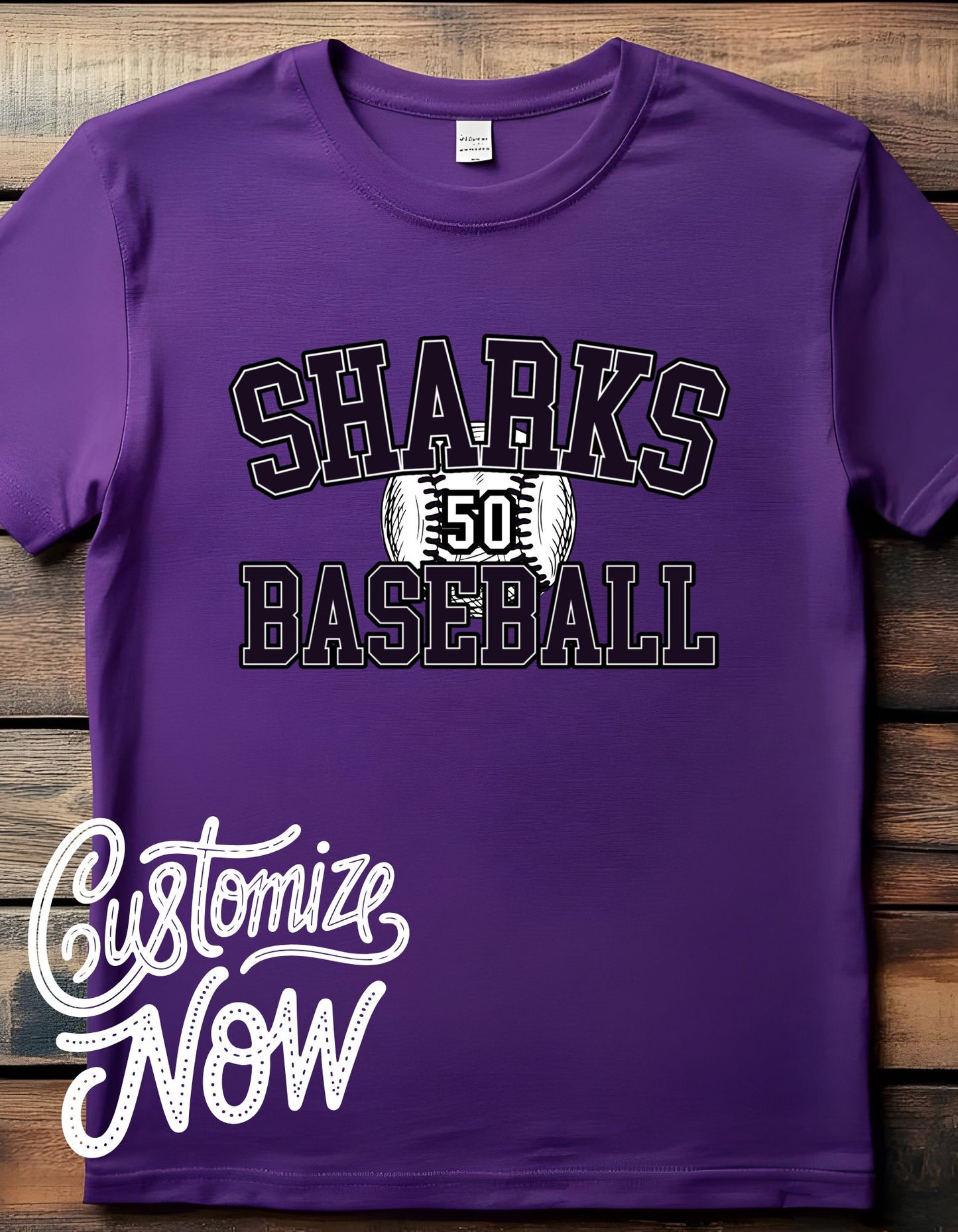 Custom Number Sharks Baseball