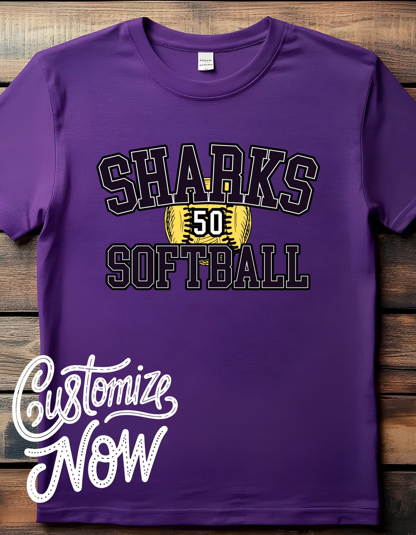 Custom Number Sharks Softball