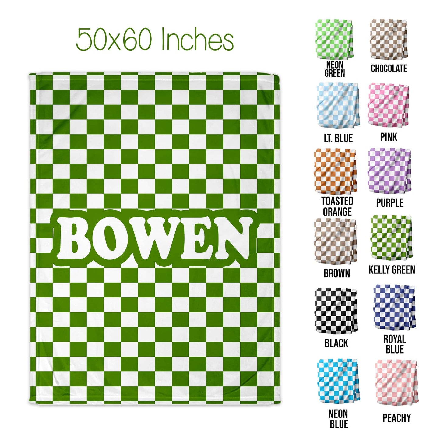 Checkered Print Personalized Blanket