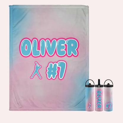 Cotton Candy Baseball Personalized 20oz Water Bottle