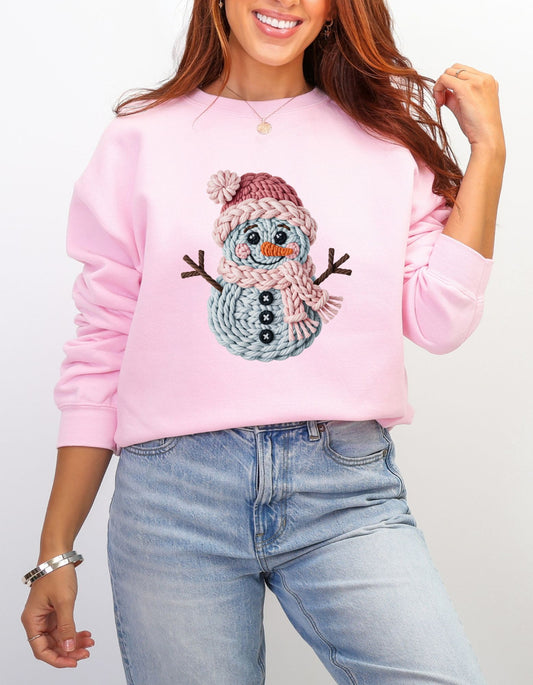 Faux Yarn Snowman Sweatshirt