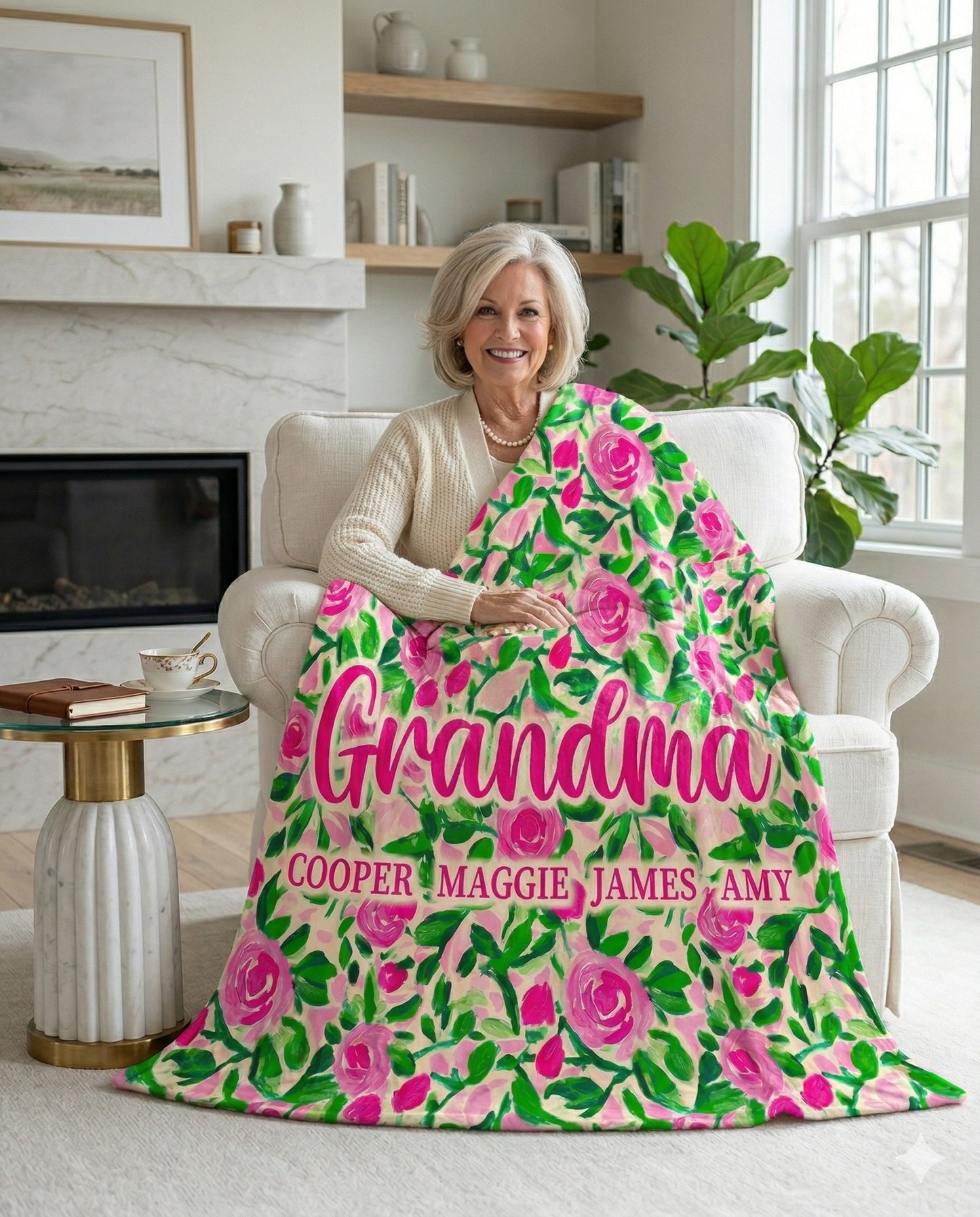 Pink Roses Family Blanket