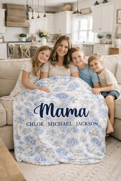 Blue Flower Family Blanket