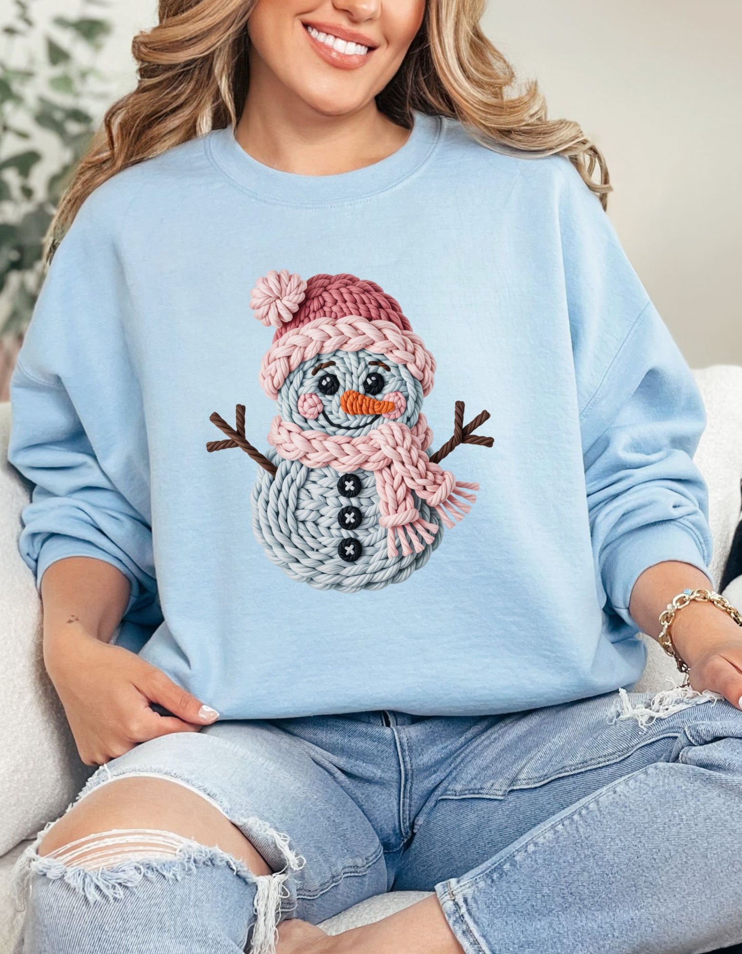 Faux Yarn Snowman Sweatshirt