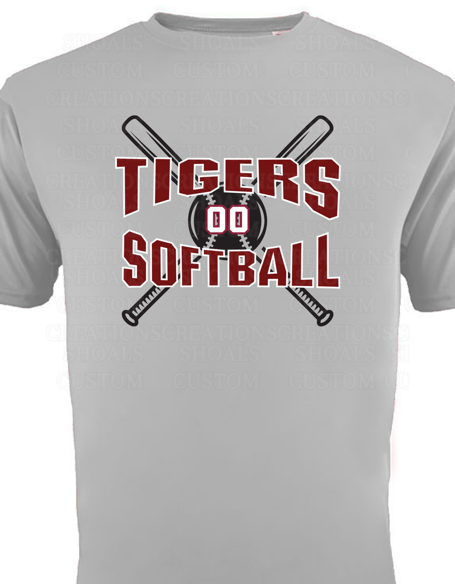 Custom Number Tigers Softball