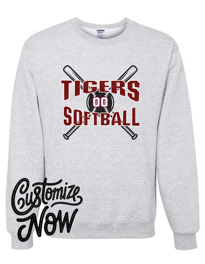 Custom Number Tigers Softball