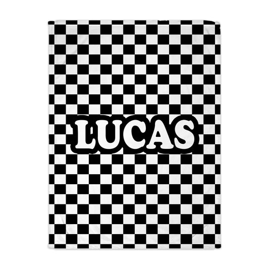 Checkered Print Personalized Blanket