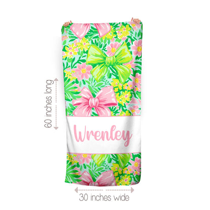 Pink and Green Bow Towel