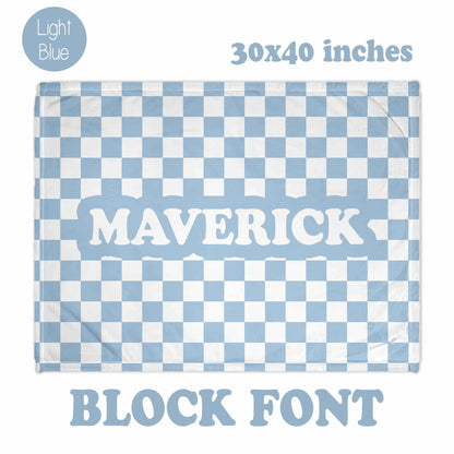 Checkered Print Personalized Blanket