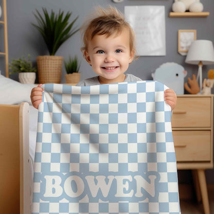 Checkered Print Personalized Blanket