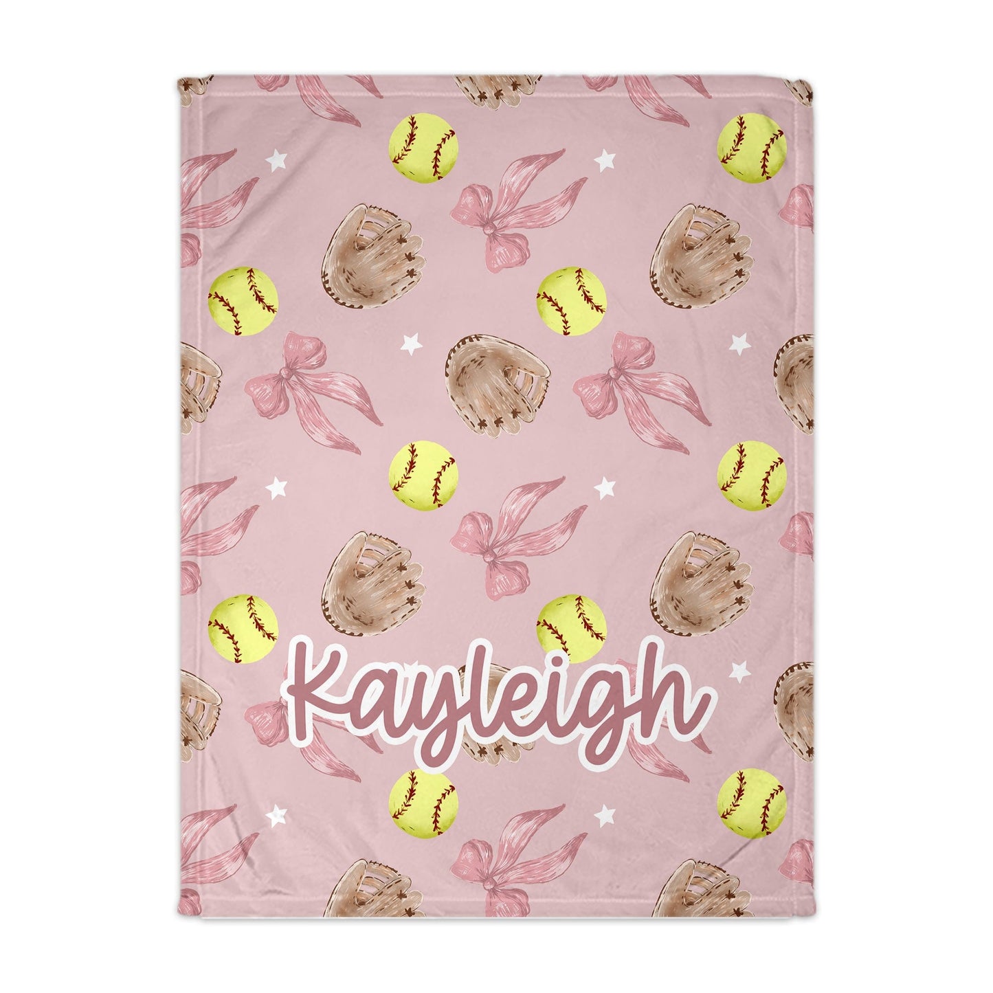 Pink Personalized Softball Blanket For Girls