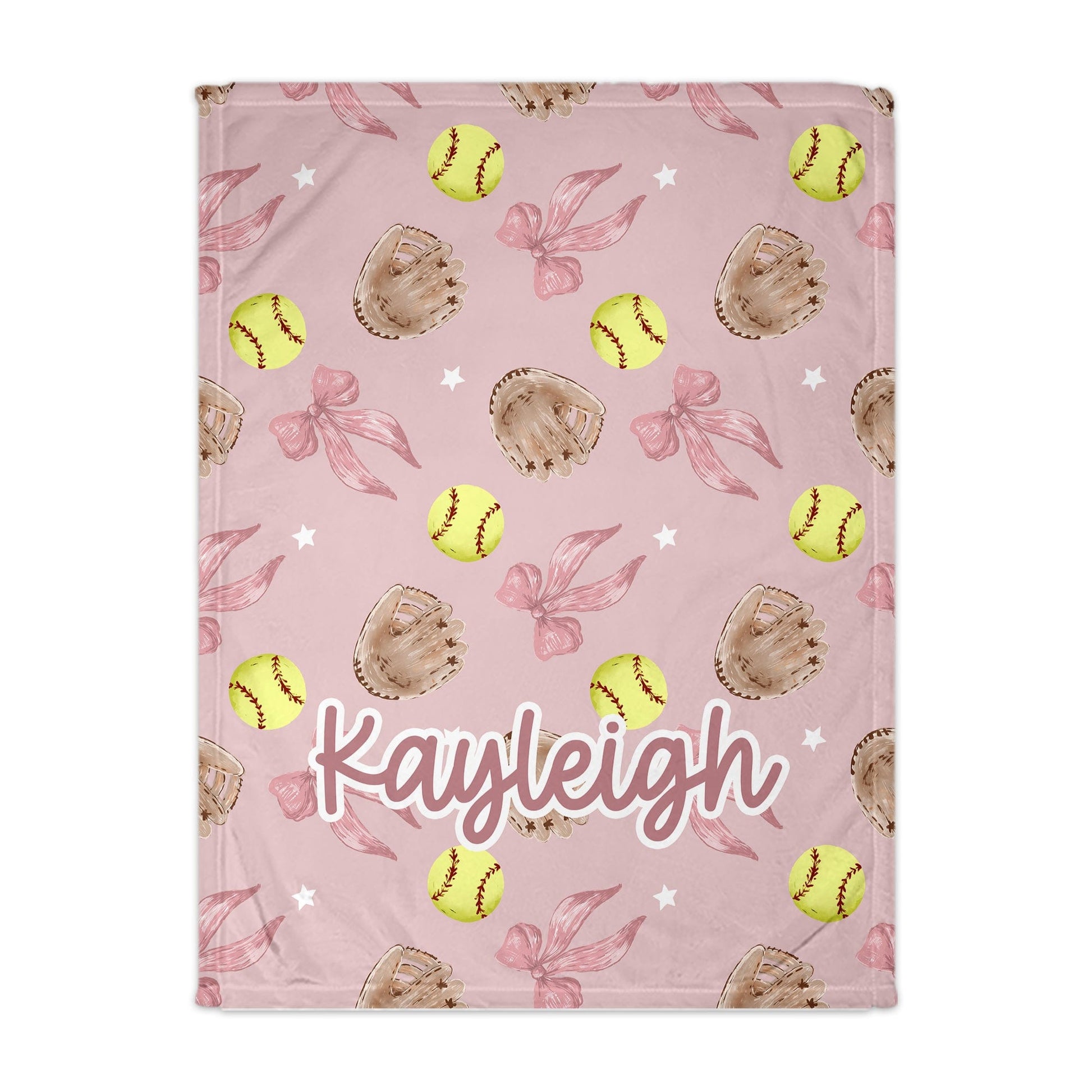Pink Personalized Softball Blanket For Girls