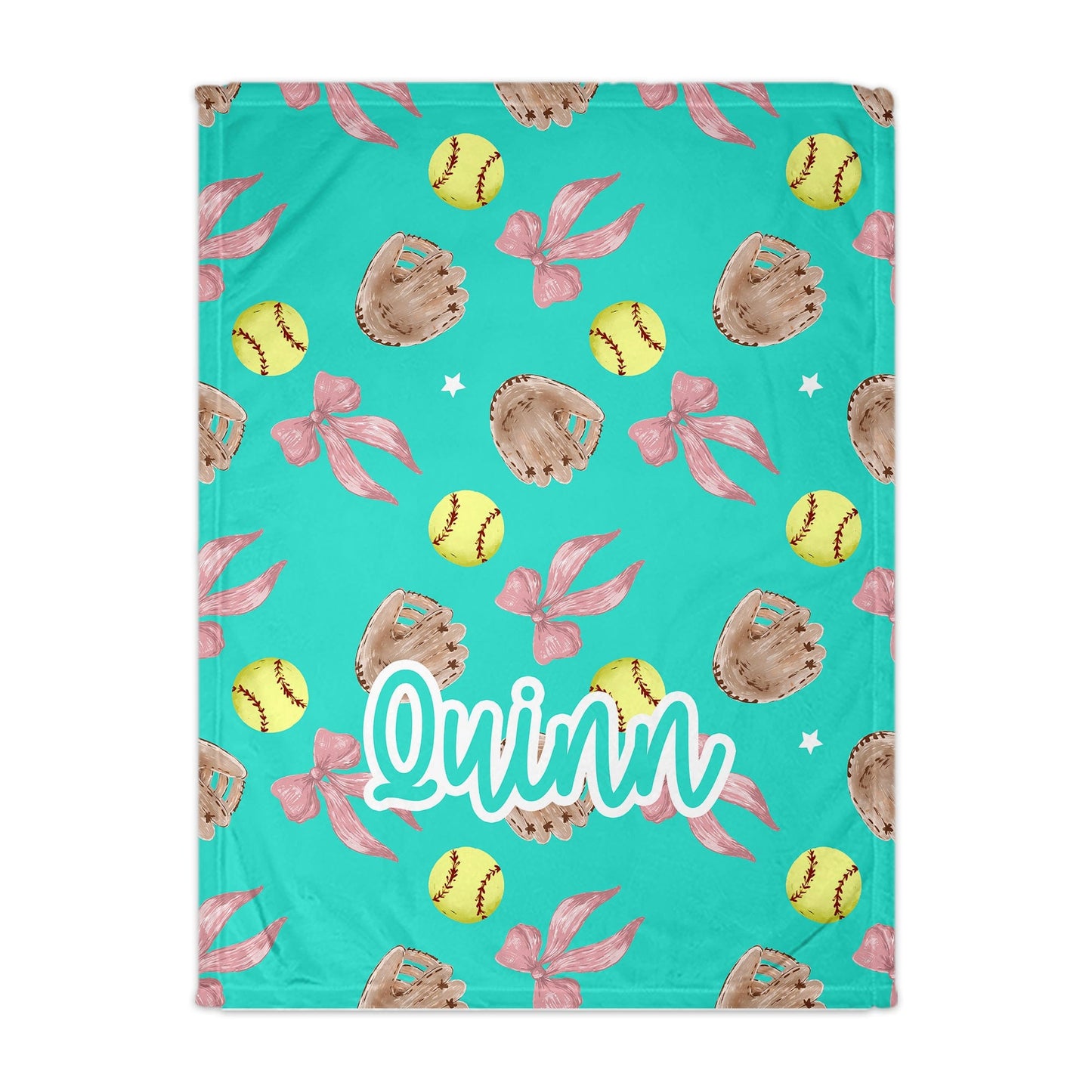 Teal Blue Softball Blanket For Girls 