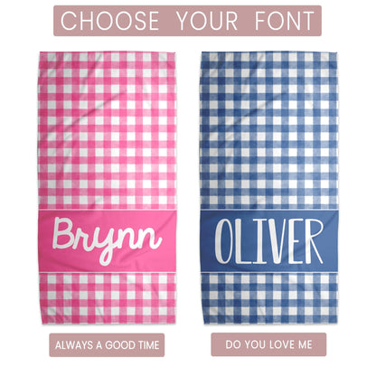 Gingham Beach Towel For  Girls