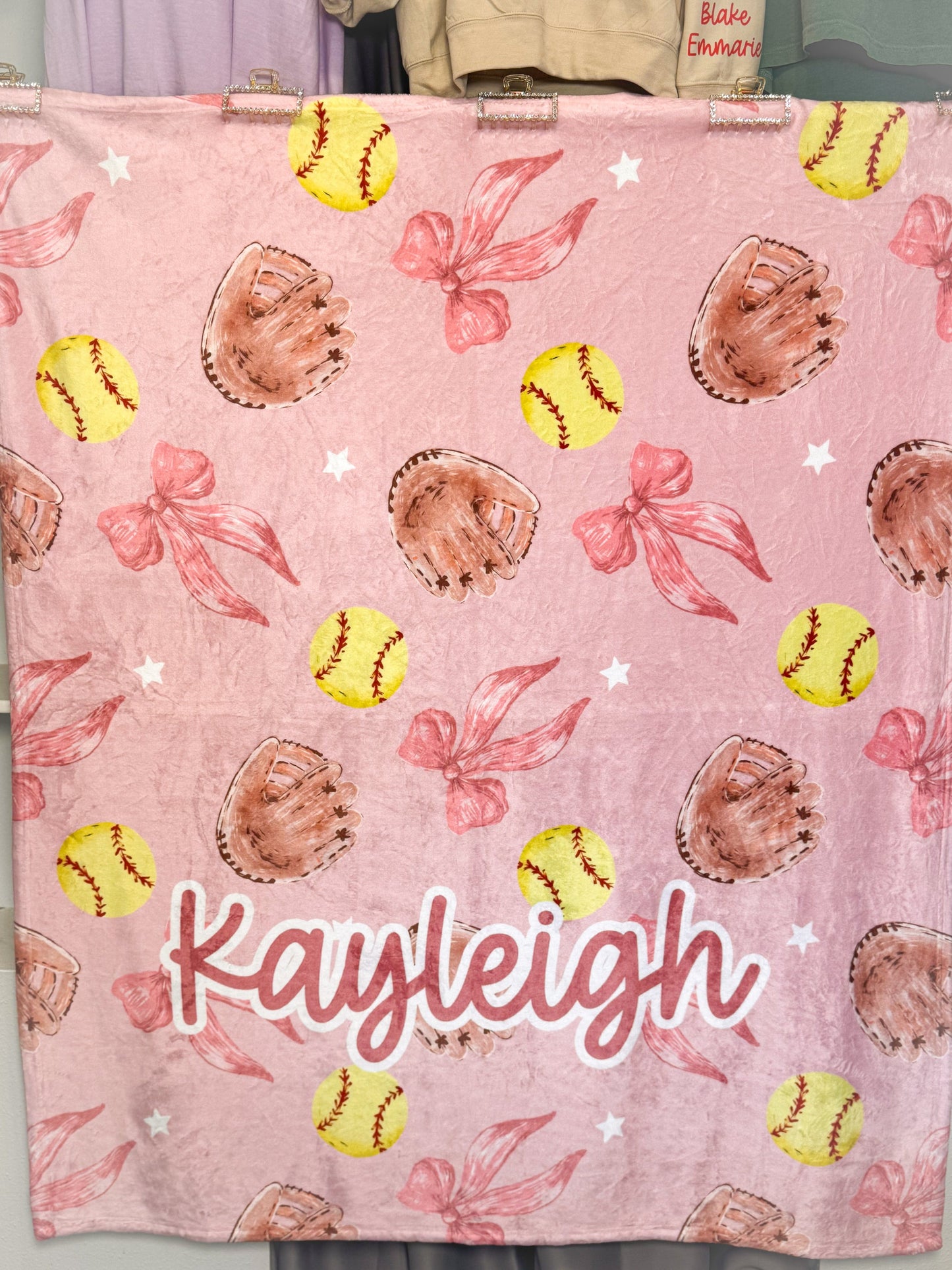 Softball Coquette Bow Personalized Blanket