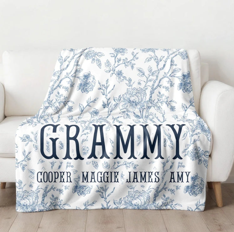 Blue Toile Family Blanket