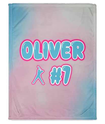 Cotton Candy Baseball Personalized Blanket