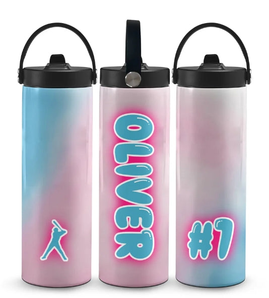Cotton Candy Baseball Personalized 20oz Water Bottle